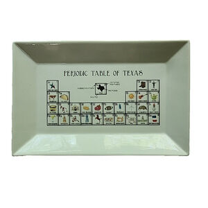 Dishique Periodic Table of Texas Serving Tray Plate Platter Ceramic State Icons